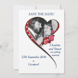 Herzverwirbelkarte mit flacher Save the Date-Karte Date