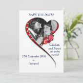 Herzverwirbelkarte mit flacher Save the Date-Karte Save The Date (Stehend Vorderseite)