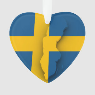 Herzverzierung - schwedische Flagge/Schneeflocke Ornament