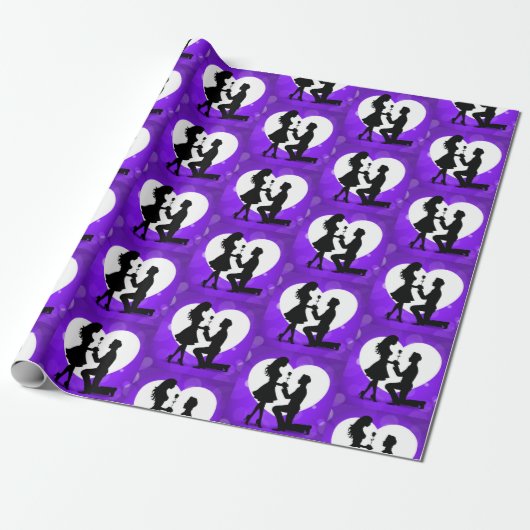 Herzvorschlag Silhouette Lila Geschenkpapier (Ungerollt)
