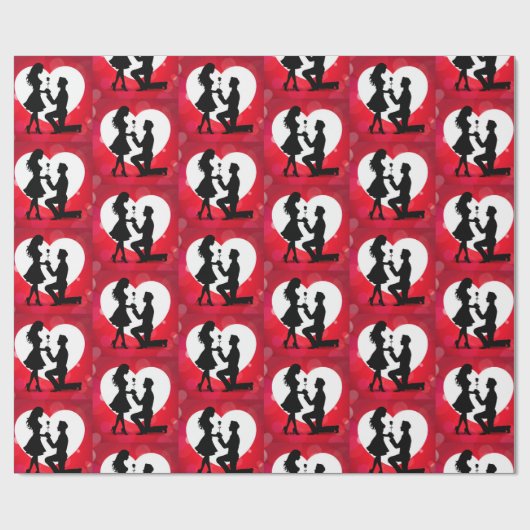 Herzvorschlag Silhouette Rot Geschenkpapier (Flach)