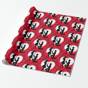 Herzvorschlag Silhouette Rot Geschenkpapier