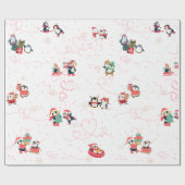 Herzwärmende Pinguine Weihnachten Geschenkpapier (Flach)