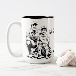 Herzwärmender Vater & Son Golf Moment am Vatertag Zweifarbige Tasse
