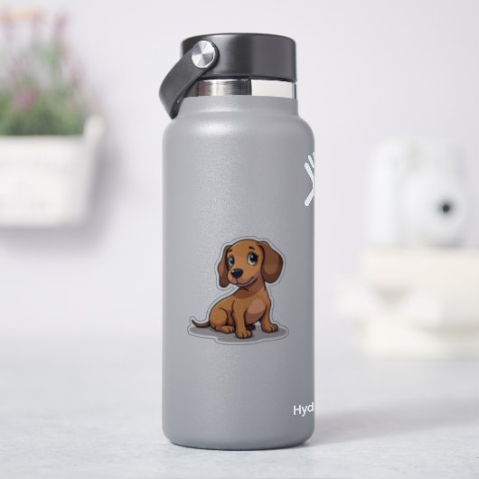 Herzwärmer, Adorable Dackel Kawaii, Klein Aufkleber (HydroFlask)