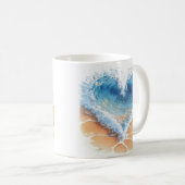 Herzwelle an einem Strand Kaffeetasse (VorderseiteRechts)