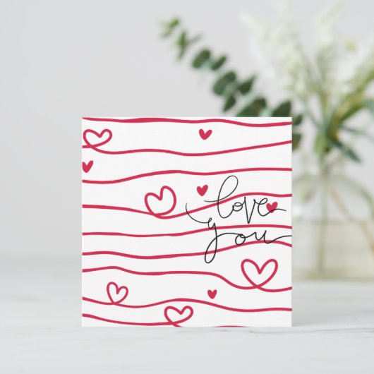 Herzwellen, flacher Notecard Einladung (Stehend Vorderseite)