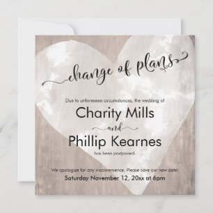 Herzwolz Zurückgestellt Hochzeitwechsel Karte