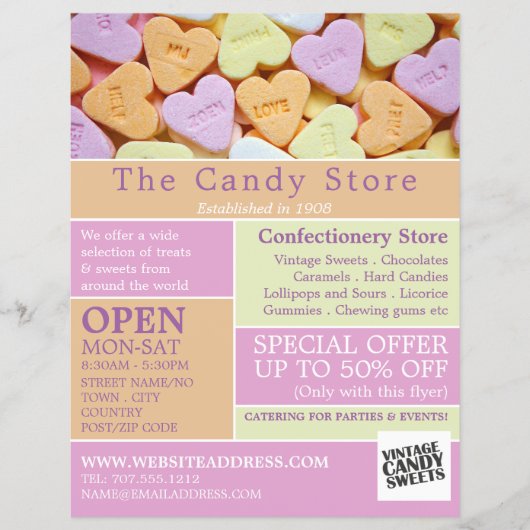 Herzwürze, Süßwaren Werbung Flyer (Vorne)