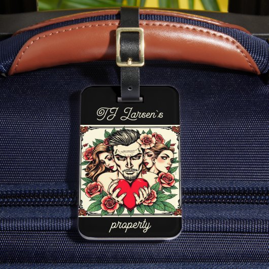 Herzzerbrecherin und Frauen Tattoo kunstinspiriert Gepäckanhänger (Vorderseite Insitu 2)