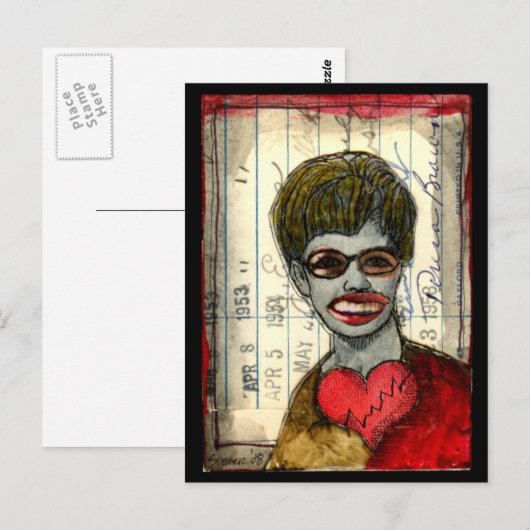 Herzzerbrochene Postkarte (Vorne/Hinten)