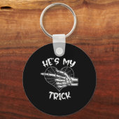 He's My Trick Funny Halloween Matching Couple Girl Schlüsselanhänger (Vorderseite)