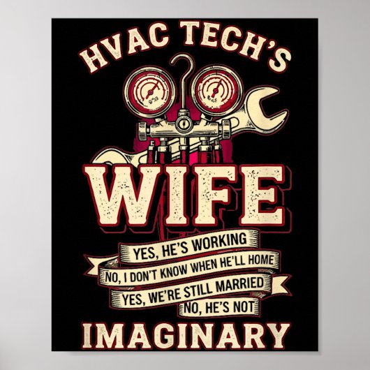 He's Not Imaginary Funny Hvac Tech Wife Women Girl Poster (Vorne)