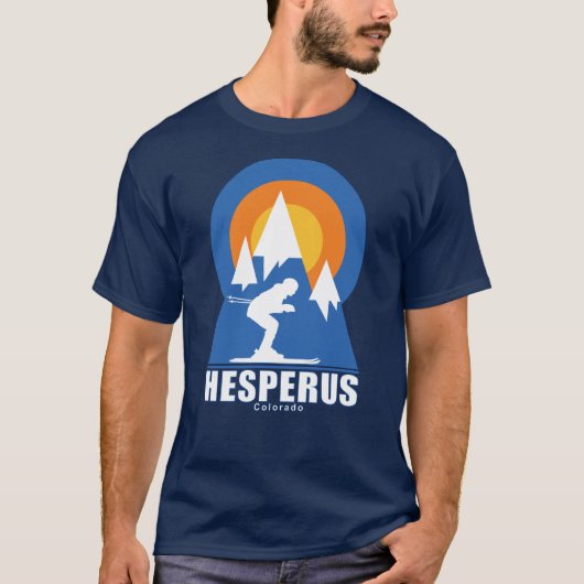 Hesperus Ski Sunset Retro T - Shirt (Vorderseite)