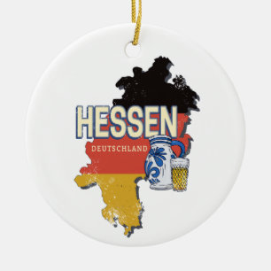 Hesse Germany Retro Staat Map Vintag Jug Souvenir Keramik Ornament