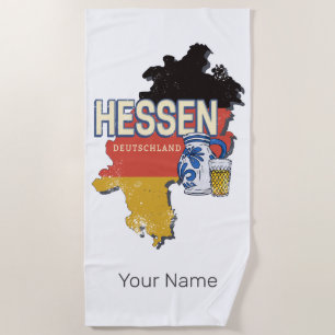 Hesse Germany Retro Staat Map Vintag Jug Souvenir Strandtuch