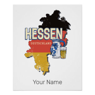 Hessen Deutschland Retro-Staatskarte Vintage-Krug  Poster