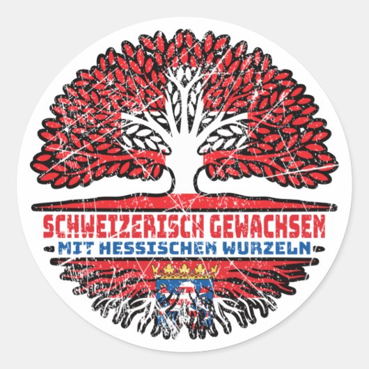 Hessen Hessisch Schweizer Schweiz Baum Wurzel Runder Aufkleber (Vorderseite)