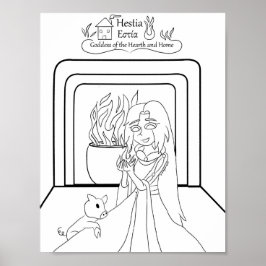 Hestia Coloring Page Print Poster