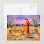 Hestia Lighting a Sacred Fire on Terrace with Oliv Postkarte (Vorne/Hinten)