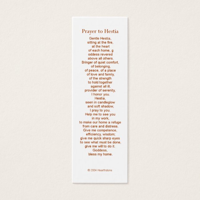 Hestia Prayer Card (Vorderseite)