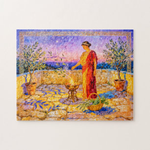 Hestia zündet ein heiliges Feuer auf einer Terrass Puzzle