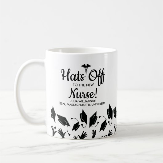 Het Off Nursing School Abschluss Name School Kaffeetasse (Links)