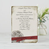 Hether Vintag Lace Red Einladung (Stehend Vorderseite)