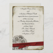 Hether Vintag Lace Red Einladung (Vorne/Hinten)