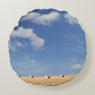 Heu-Ballen auf Feld Rundes Kissen
