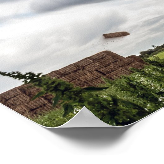 Heu-Ballen in einem Sturm Poster (Ecke)