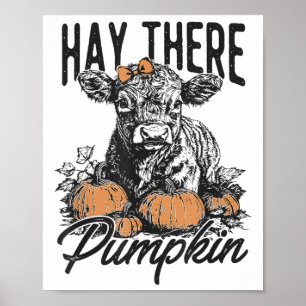 Heu Da Kürbis Süße Kuh Farm Herbst Herbst Kuh Ha Poster