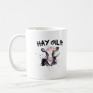 Heu Mädchen Bauer Lustige Rinder Kuh Bauer Liebhab Kaffeetasse