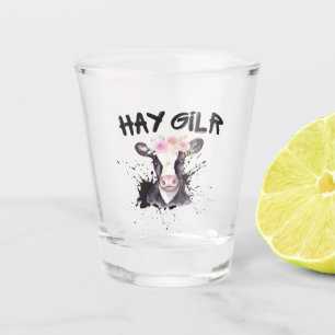 Heu Mädchen Bauer Lustige Rinder Kuh Bauer Liebhab Schnapsglas