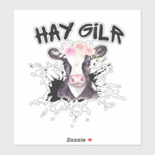 Heu Mädchen Bauer Lustige Rinder Kuh Farm Liebhabe Aufkleber