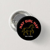 Heu Mädchen Heu Retro Pferd Grafik 2026 Western Ch Button (Vorne & Hinten)