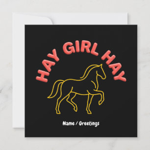 Heu Mädchen Heu Retro Pferd Grafik 2026 Western Ch Einladung
