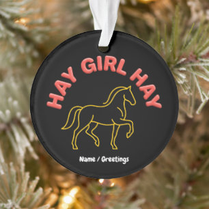Heu Mädchen Heu Retro Pferd Grafik 2026 Western Ch Ornament