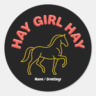 Heu Mädchen Heu Retro Pferd Grafik 2026 Western Ch Runder Aufkleber