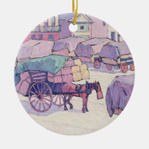 Heu-Wagen, Cumberland-Markt (Öl auf Leinwand) Keramik Ornament