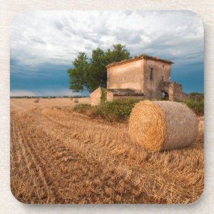 Heuballen auf einem Feld in der Provence Getränkeuntersetzer