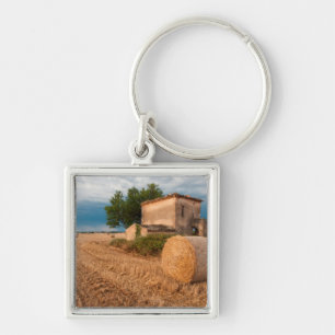 Heuballen auf einem Feld in der Provence Schlüsselanhänger