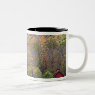 Heuballen und Herbstlaub auf einer Farm in Zweifarbige Tasse