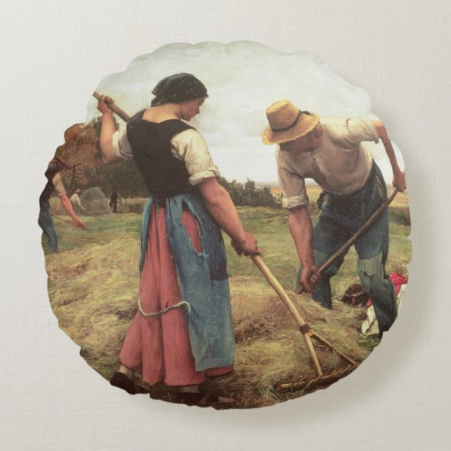 Heuernte, 1880 rundes kissen (Vorderseite)
