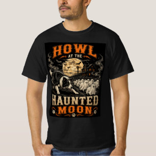 Heule zum heimgesuchten Mond Border Collie Hallowe T-Shirt