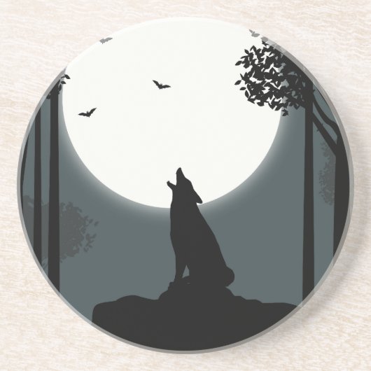 Heulen am Mond Getränkeuntersetzer (Vorne)