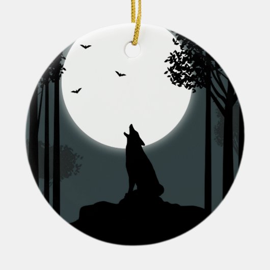 Heulen am Mond Keramikornament (Vorne)