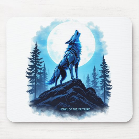 Heulen der Zukunft - Robotischer Wolf-Mauspad Mousepad (Vorne)