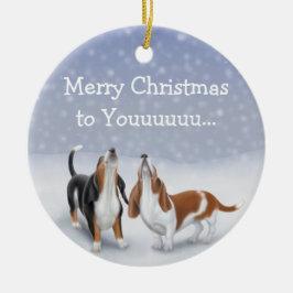 HeulenBasset-Weihnachtsverzierung Keramik Ornament