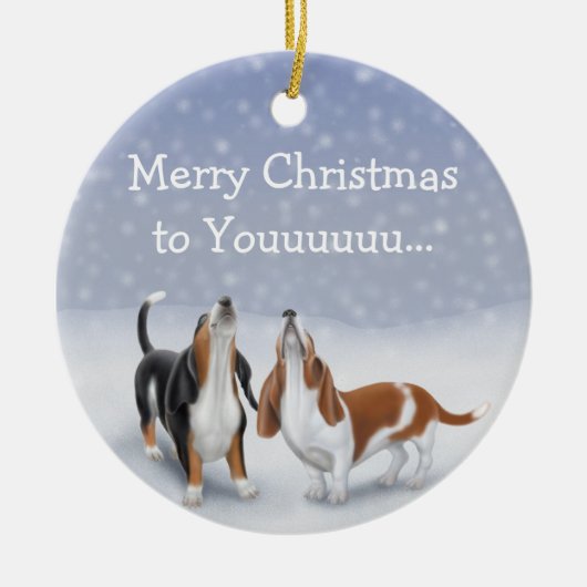 HeulenBasset-Weihnachtsverzierung Keramik Ornament (Vorne)